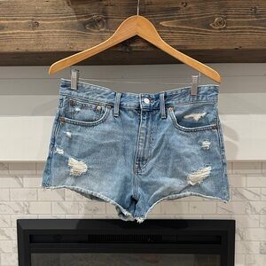 Madewell Blue Distressed relaxed denim Jean Shorts